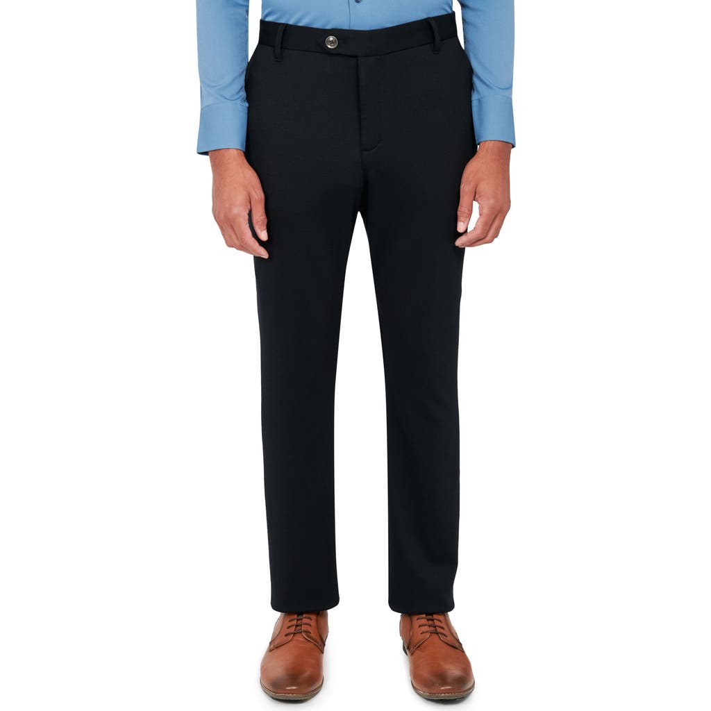 Brooklyn Brigade Slim Fit Straight Leg Performance Knit Dress Pants In Jet Black