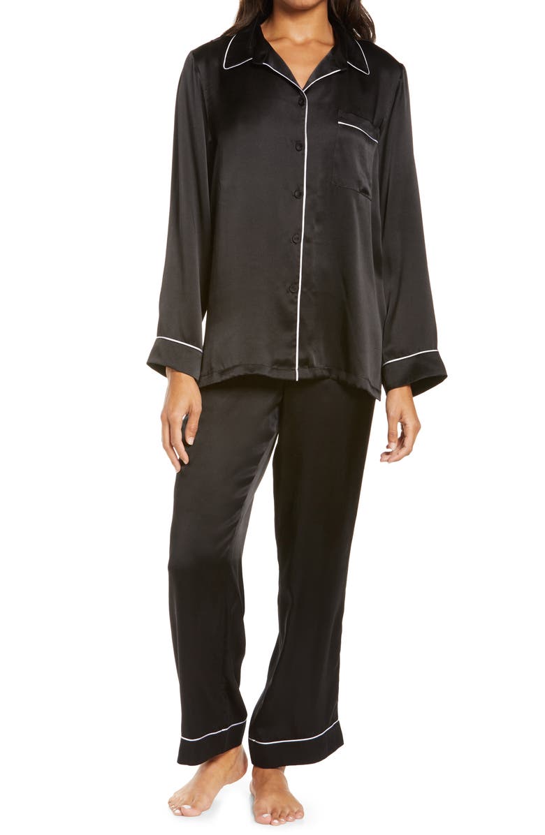 Papinelle Silk Pajamas, Main, color, Black
