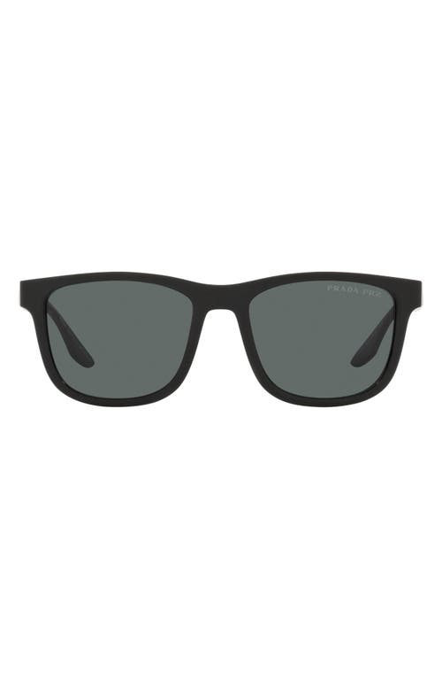Prada 54mm Square Sunglasses in Black Rubber/Dark Grey Polar at Nordstrom