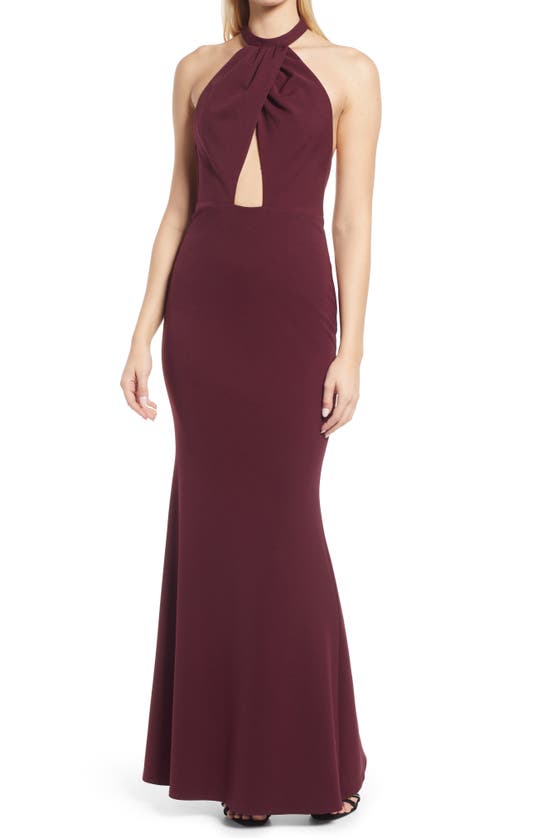 KATIE MAY PETRA CROSSOVER HALTER GOWN
