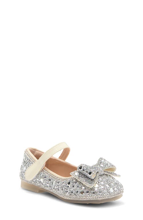 Doe A Dear Kids' Embellished Mary Jane Flat In Beige/silver
