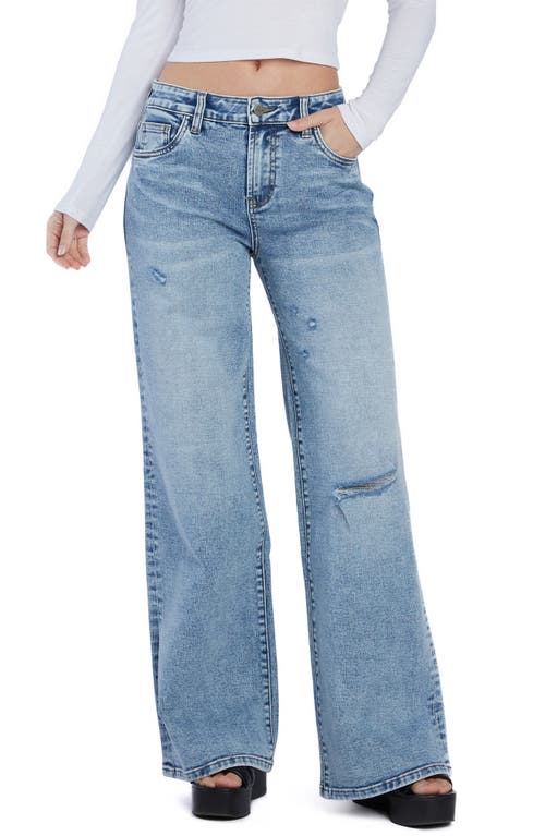 Shop Hint Of Blu Torn Ripped Mighty Wide Leg Jeans In Blue