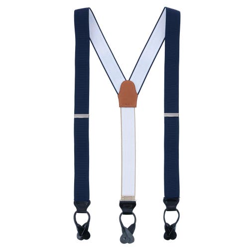 Trafalgar Big & Tall Classic Stretch Button End Suspenders In Navy