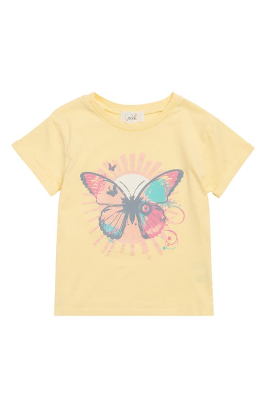 Peek Aren't You Curious Kids' Sunshine Butterfly Cotton Graphic T-shirt In Light Yellow