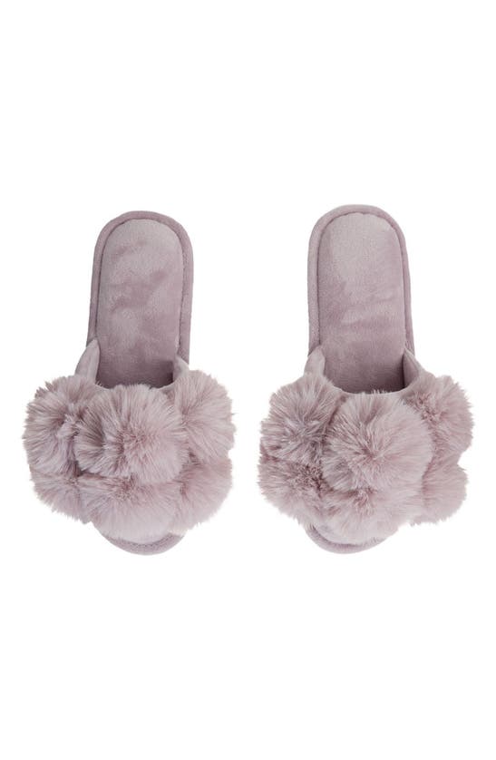 Memoi Luxe Faux Fur Pom Memory Foam Slipper In Lavender