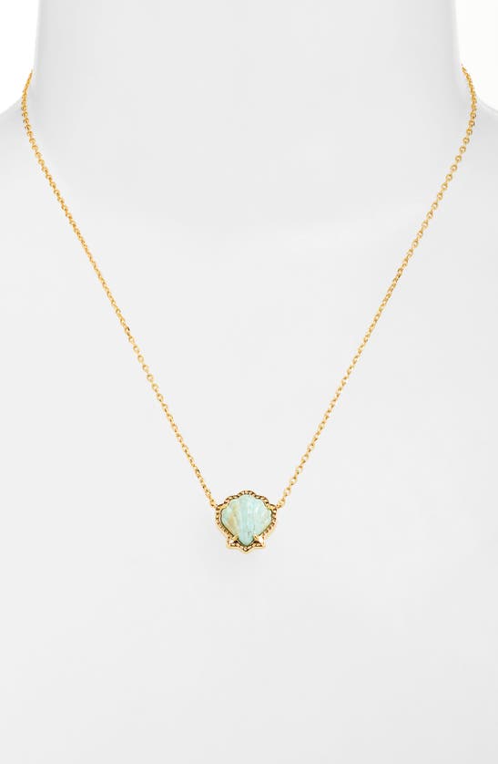 Kendra Scott Brynne Shell Pendant Necklace In Gold Sea Green Chrysocolla