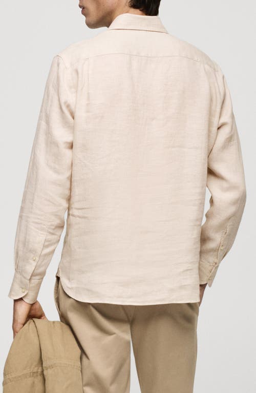 Shop Mango Linen Shirt In Sand