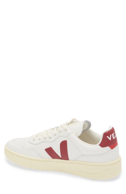 Veja V-90 Leather Sneakers In Extra-white Marsala