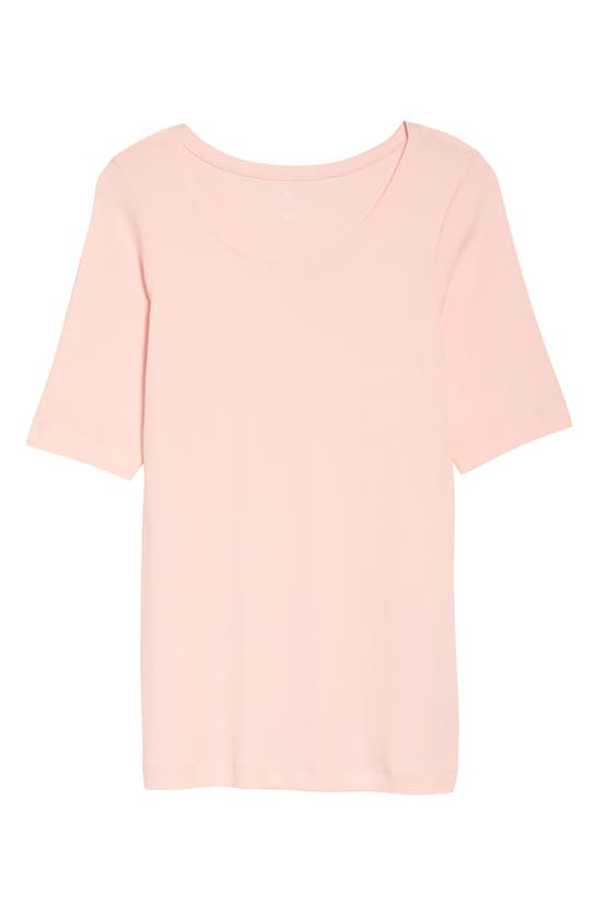 Caslon Ballet Neck Cotton & Modal Knit Elbow Sleeve Tee In Pink Chintz