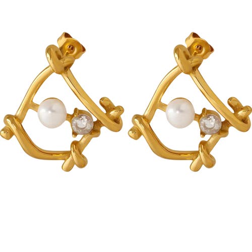 Akalia Around Pearls Earrings In Gold