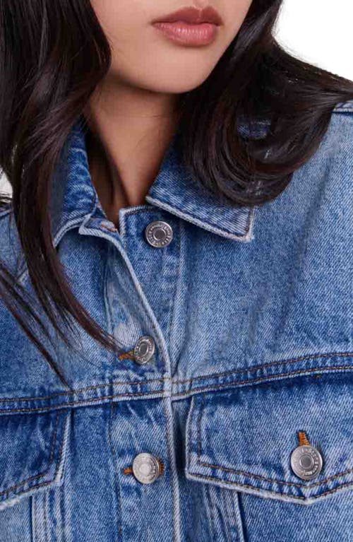 Shop Maje Embroidered Denim Jacket In Blue