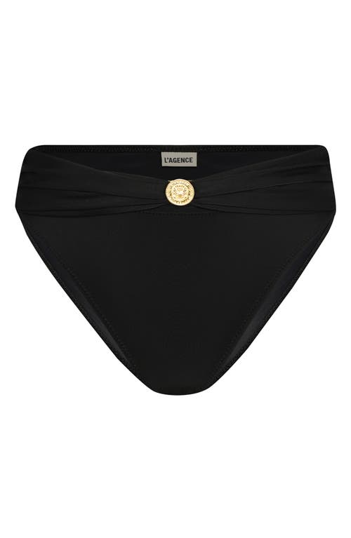 L Agence Miya Solid Classic Bikini Bottoms In Black