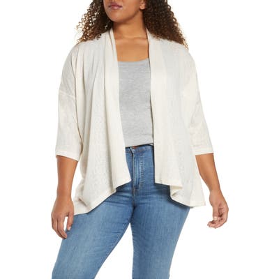 Plus Size Bobeau Luann Open Front Cardigan, Pink