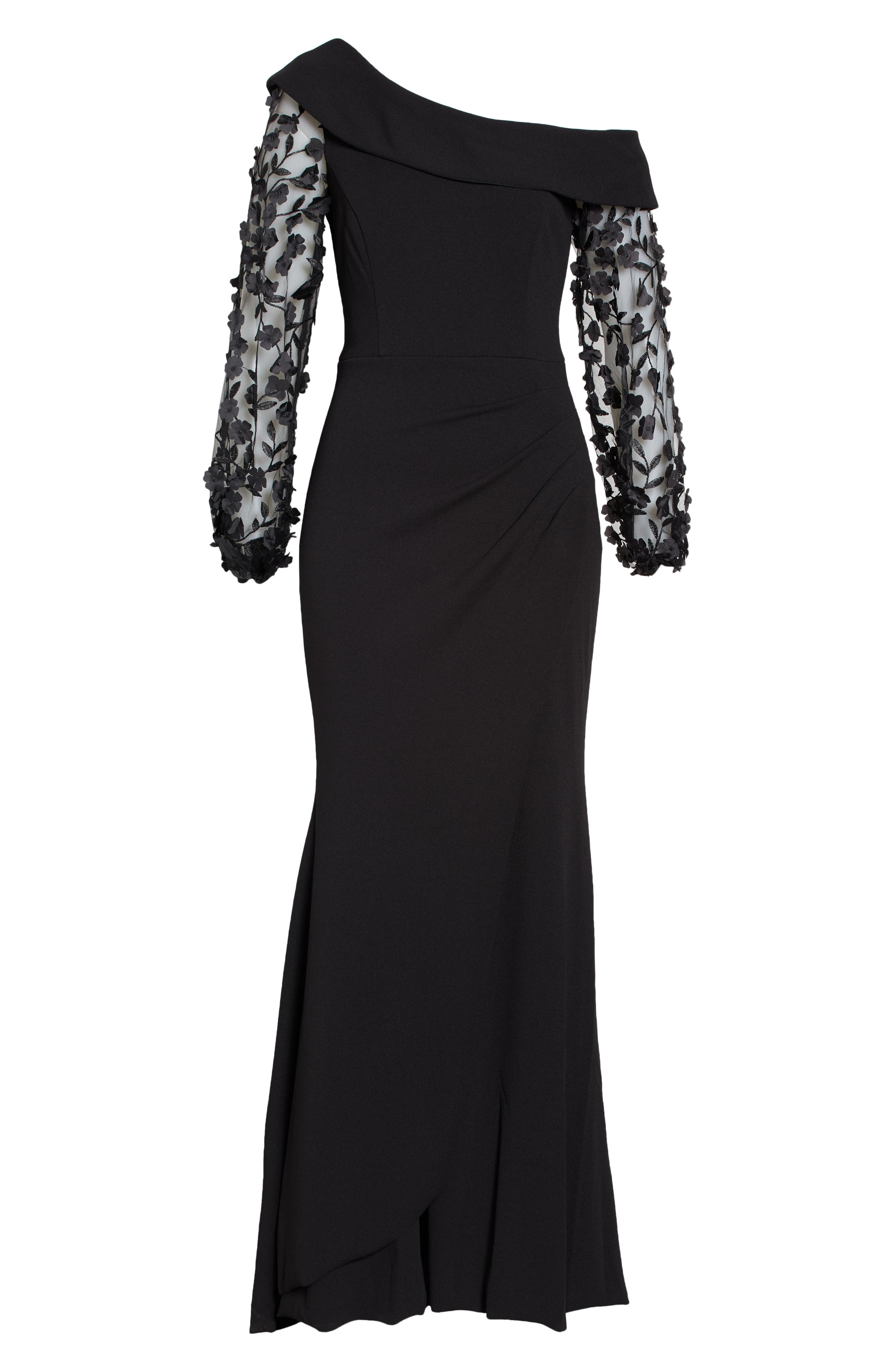 Xscape Floral Appliqué Long Sleeve Gown | Nordstrom