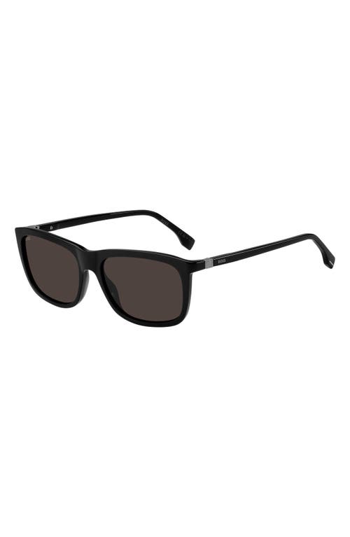 Shop Hugo Boss Boss 57mm Rectangular Sunglasses In Black/grey