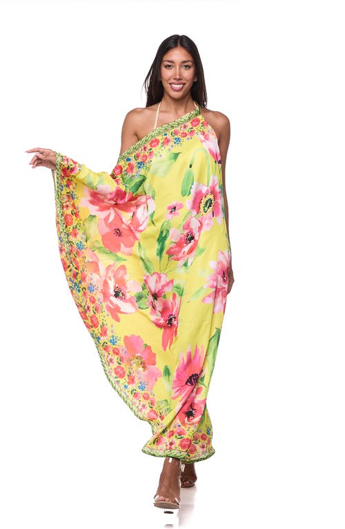 Ranee's Ranees One-shoulder Cover-up Maxi Dress In Yellow