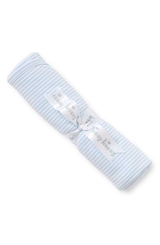 Kissy Kissy Simple Stripes Baby Receiving Blanket In Light Blue