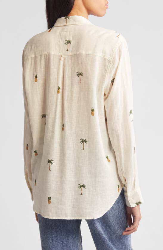 Shop Rails Charli Palm Tree & Pineapple Linen Blend Button-up Shirt In Hanalei