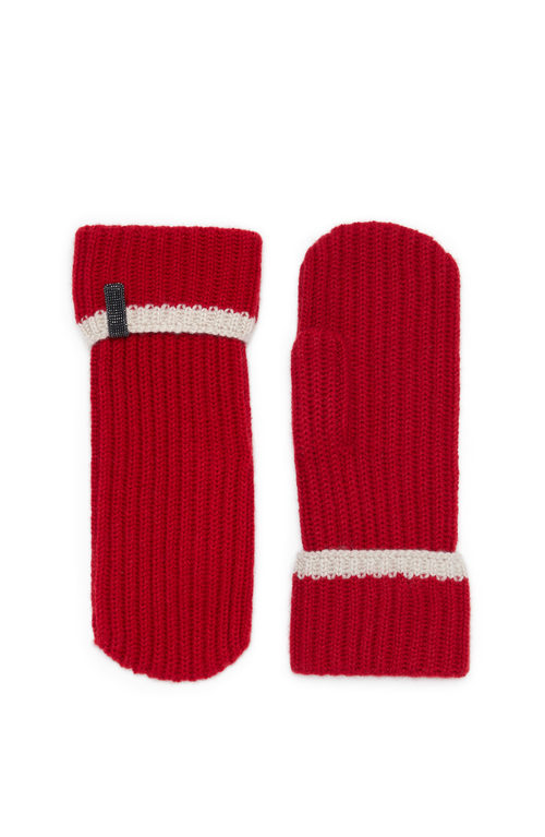 BRUNELLO CUCINELLI BRUNELLO CUCINELLI KNIT MITTENS WITH MONILI 