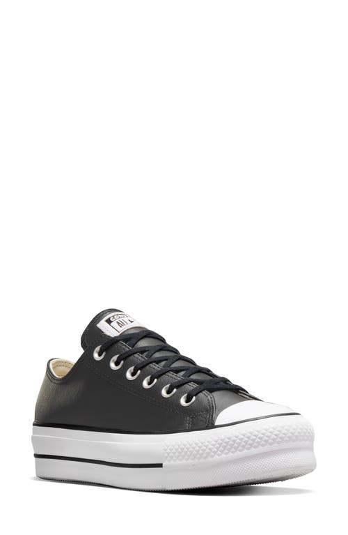 Chuck Taylor All Star Lift Low Top Leather Sneaker in Black/Black/White