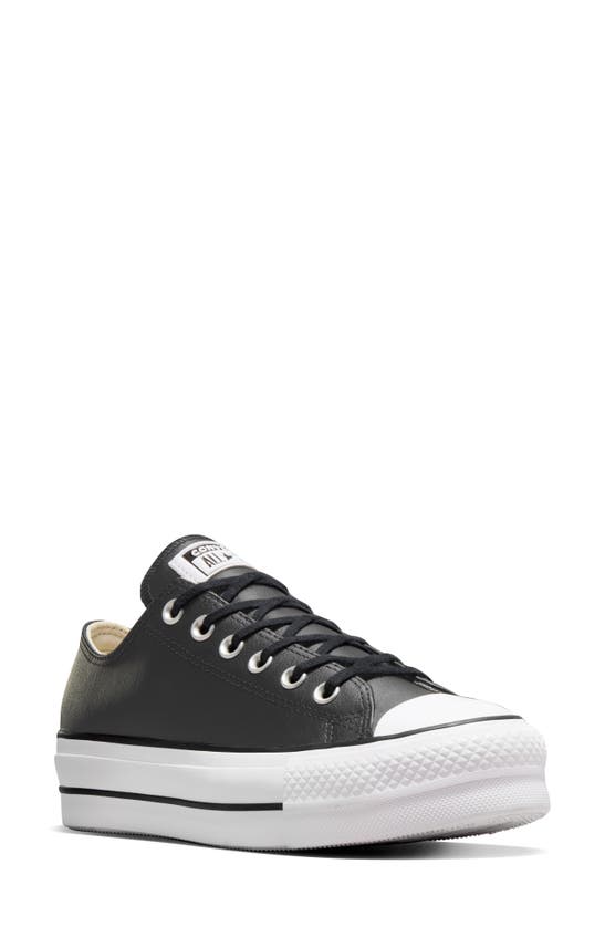 Shop Converse Chuck Taylor® All Star® Lift Low Top Leather Sneaker In Black/ Black/ White