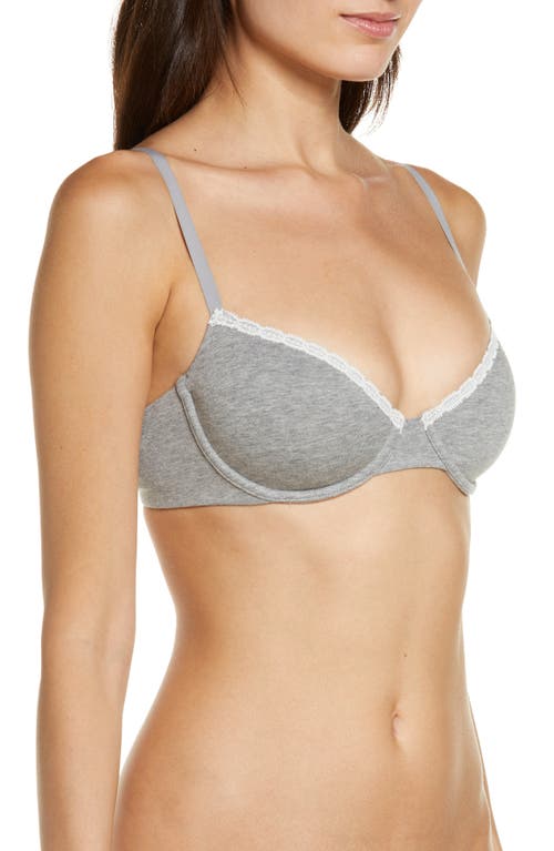 Shop Skarlett Blue Adorned Cotton Blend Underwire Bra In Heather Grey/ivory