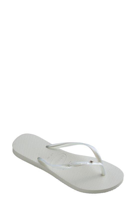 Havaianas Slim Crystal Flip Flop In White
