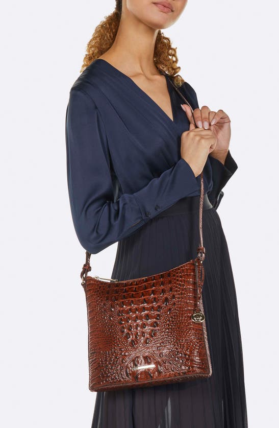 Shop Brahmin Katie Croc Embossed Leather Crossbody Bag In Lilac Essence