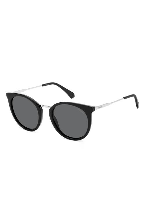 Shop Polaroid 53mm Polarized Round Sunglasses In Black/gray Polar