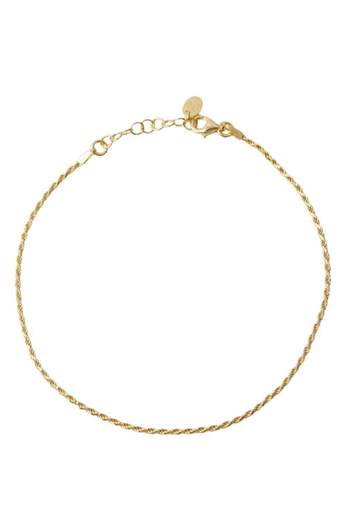 Argento Vivo Sterling Silver Rope Chain Anklet in Gold