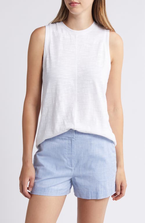 Caslonr Caslon(r) Sleeveless Cotton Blend Crewneck T-shirt In White