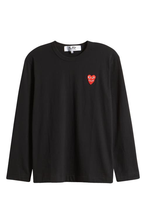 Shop Comme Des Garçons Play Overlapping Heart Long Sleeve T-shirt In Black