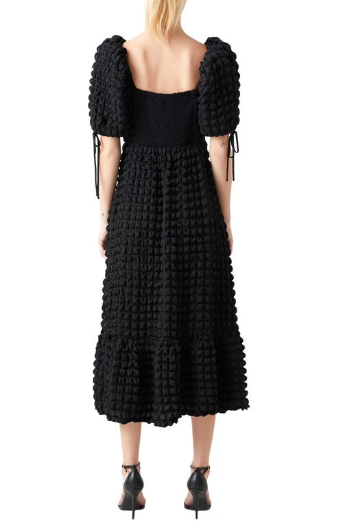 Endless Rose Texture Puff Sleeve Maxi Dress In Black