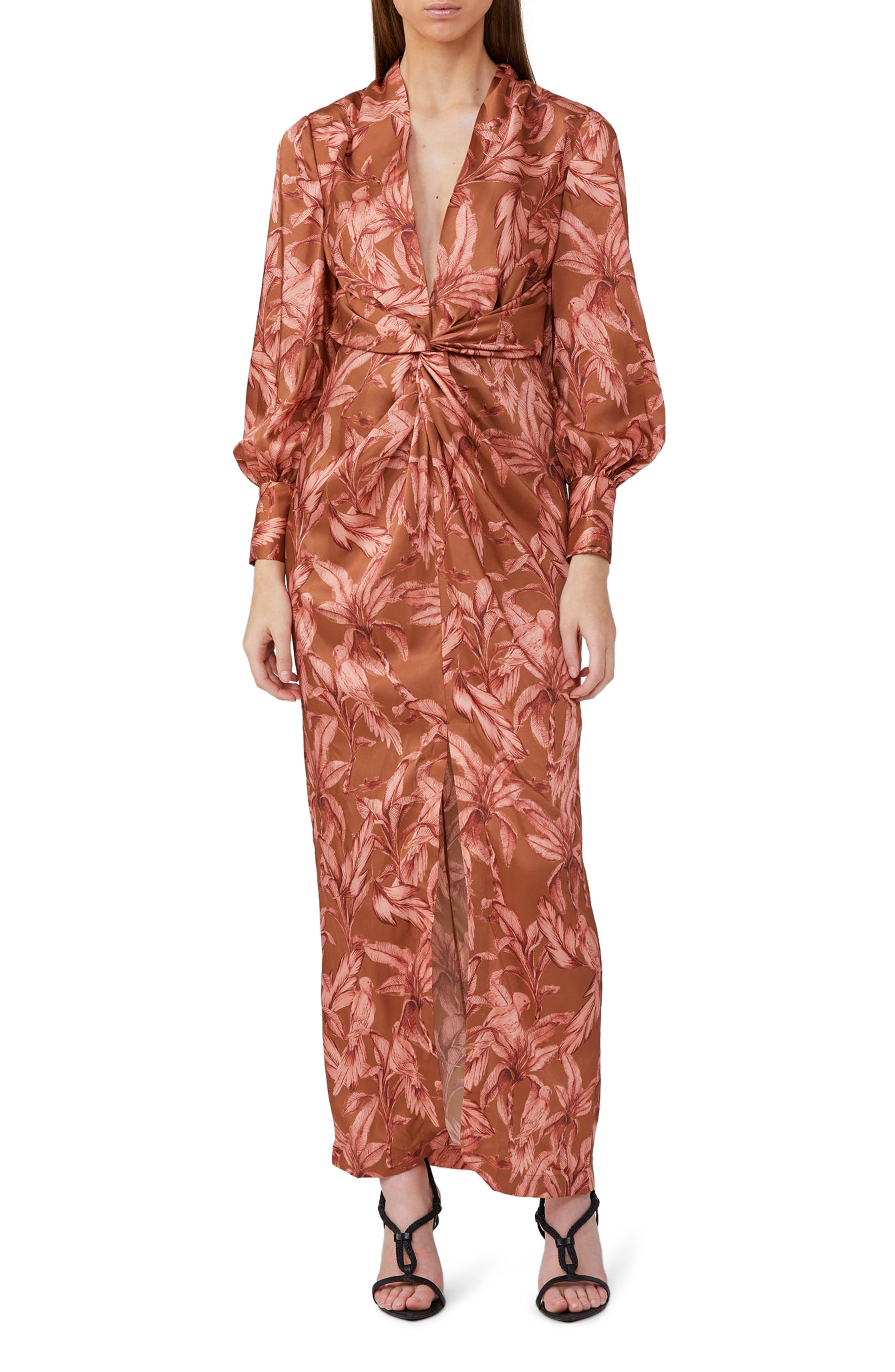 orange long sleeve maxi dress
