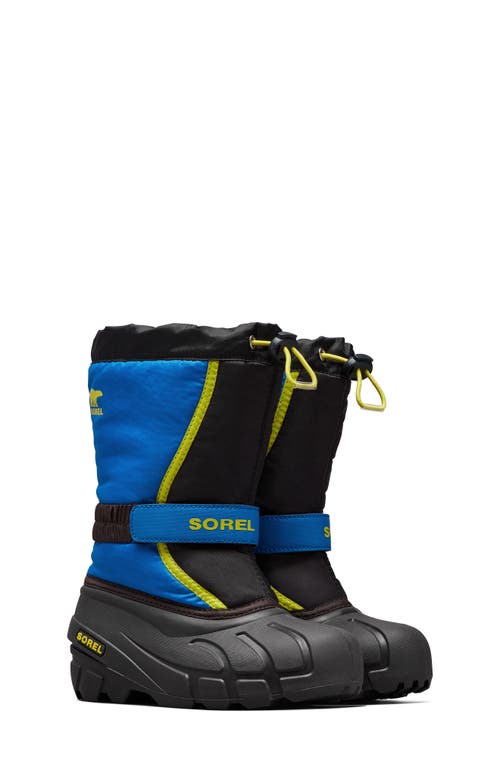 SOREL Kids' Flurry Waterproof Snow Boot in Black/Super Blue 