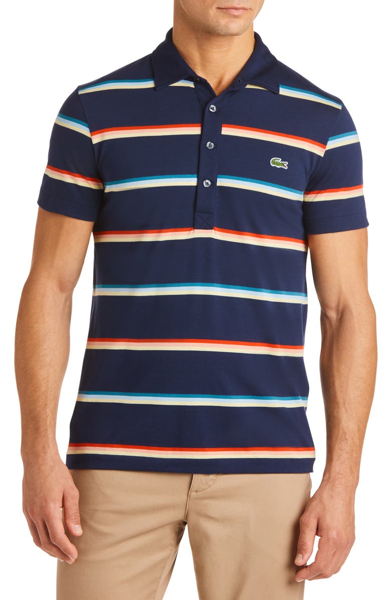 Lacoste Striped Regular Fit Jersey Polo | Nordstrom