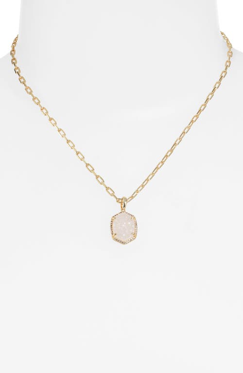Kendra Scott Daphne Pavé Frame Pendant Necklace In Gold Iridescent Drusy