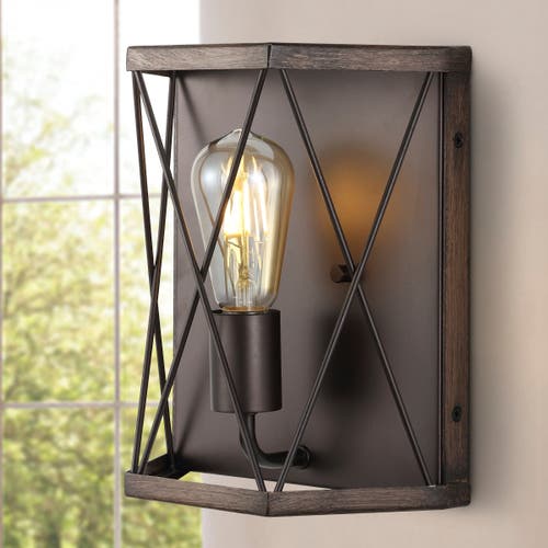 Jonathan Y Liam 1-light Rustic Farmhouse Iron Led Sconce In Dark Brown/oil Rubbed Bronze