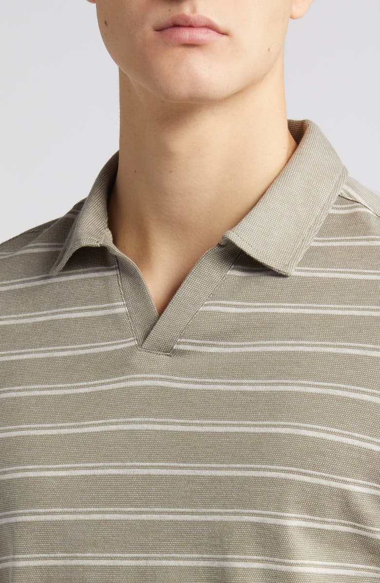 Robert Barakett Meyer Stripe Jacquard Johnny Collar Cotton Polo | Nordstrom