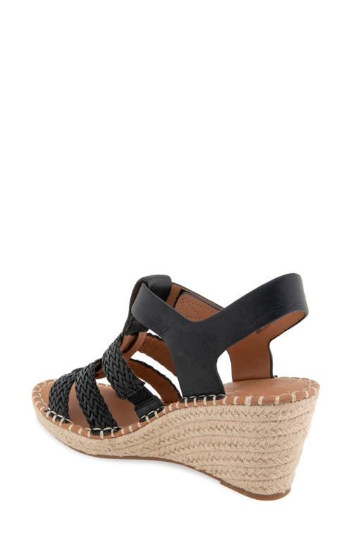 Gentle Souls By Kenneth Cole Caplin Slingback Espadrille Platform Wedge Sandal In Black Leather