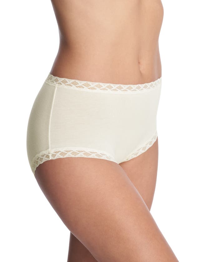 Shop Natori Bliss Cotton Full Brief In Ivory