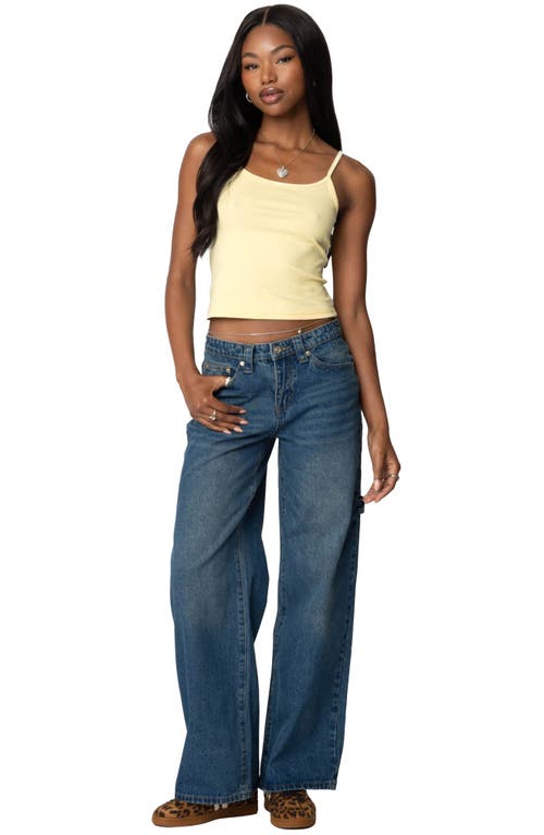 Shop Edikted Deanna Stretch Cotton Crop Camisole In Yellow