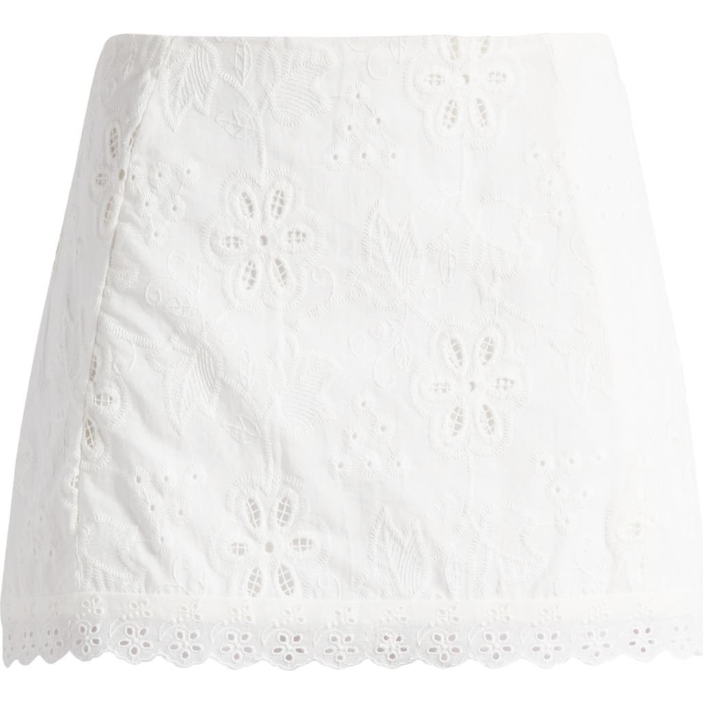 Mistress Rocks Cotton Broderie Miniskirt In White Floral