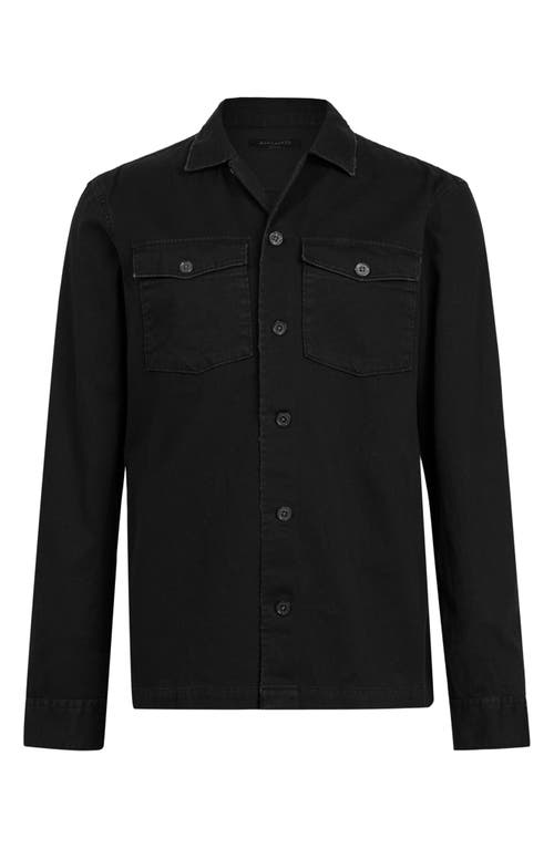 Shop Allsaints Spotter Cotton Denim Button-up Shirt Jacket In Black