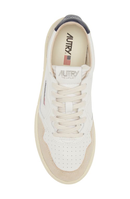 Autry Leather And Suede Sneakers With Rubber Sole In Leather/suede White/blue