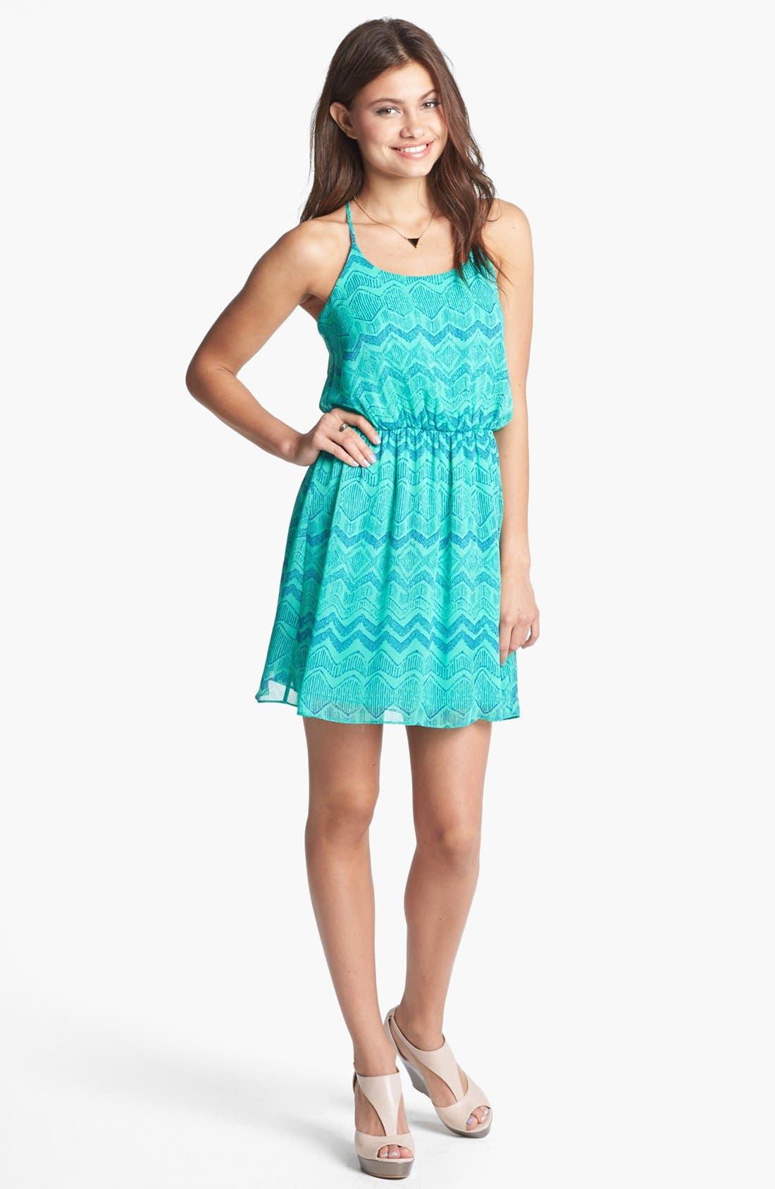 Soprano Strappy Print Racerback Dress (Juniors) Nordstrom