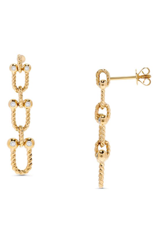 H.j. Namdar Rope Horseshoe Bezel Diamond Drop Earrings In 14k Yellow Gold