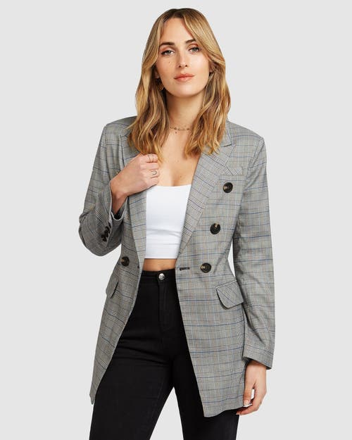 Shop Belle & Bloom Too Cool For Work Plaid Blazer In Charcoal