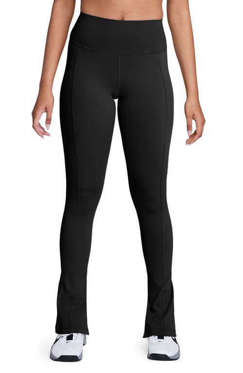 Shop Nike One High Waist Split Hem Leggings In Black/jcg