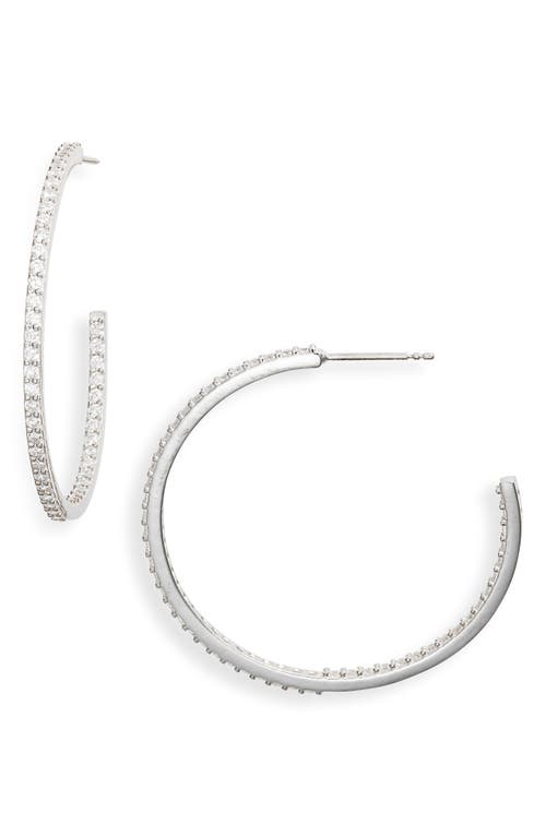 SHYMI Cubic Zirconia Pavé Inside Out Hoop Earrings in Silver/White at Nordstrom